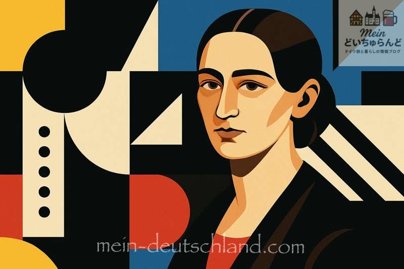 ドイツのピアニストクララ・シューマンをバウハウス風に描いた画像